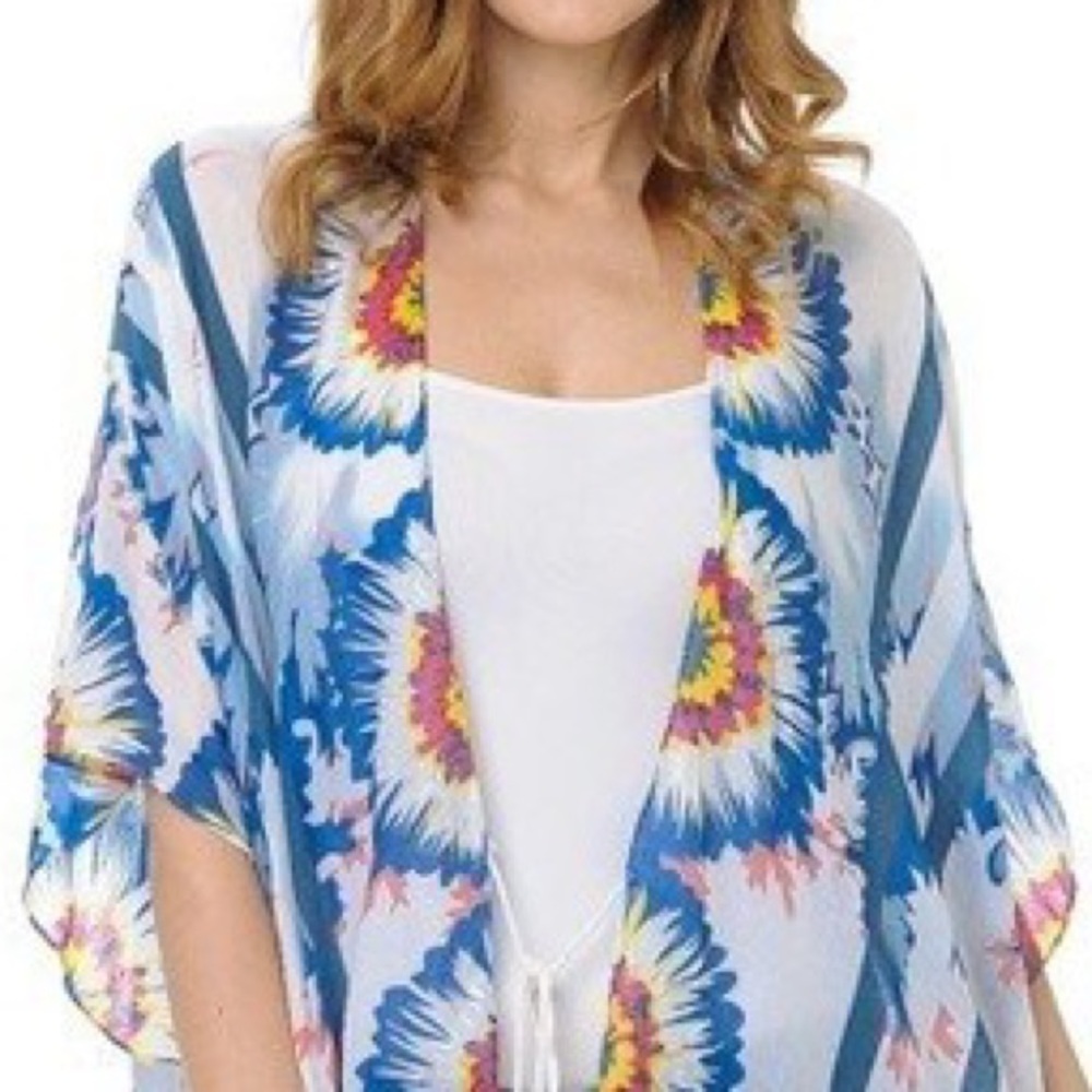 CLEARANCE! Anna Sheer Floral Print Kimono Cover Up NEW! - Picture 3 of 7